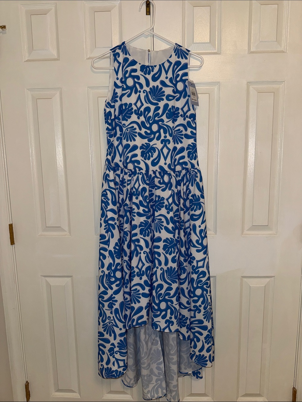 Sail to Sable Blue and White Floral High-Low Dress